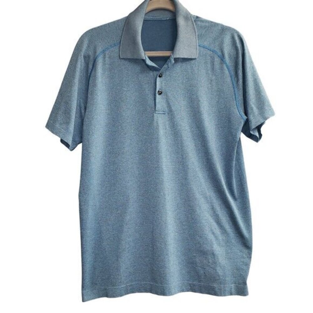 Lululemon Blue Short Sleeved Polo Men's Size‎ L Pre-Owned Flaws **Read